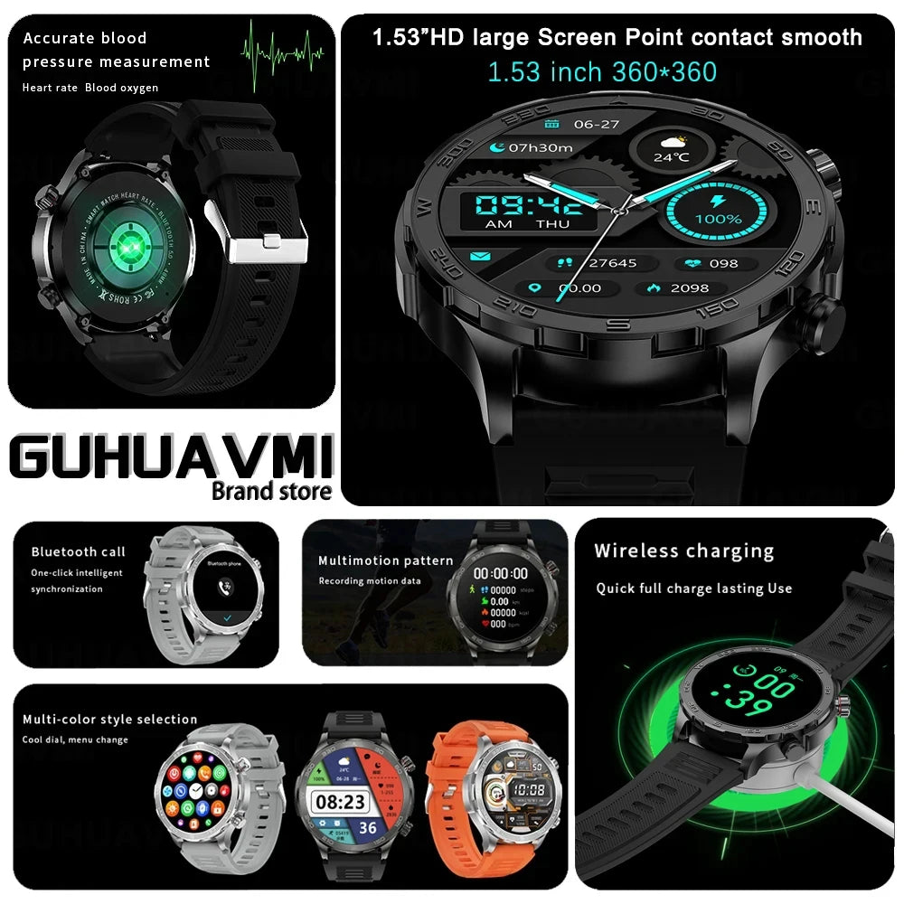 Smart Watch Men 1.53 AMOLED Screen Heart Rate Monitor NFC Bluetooth Call IP68 Waterproof Smartwatch