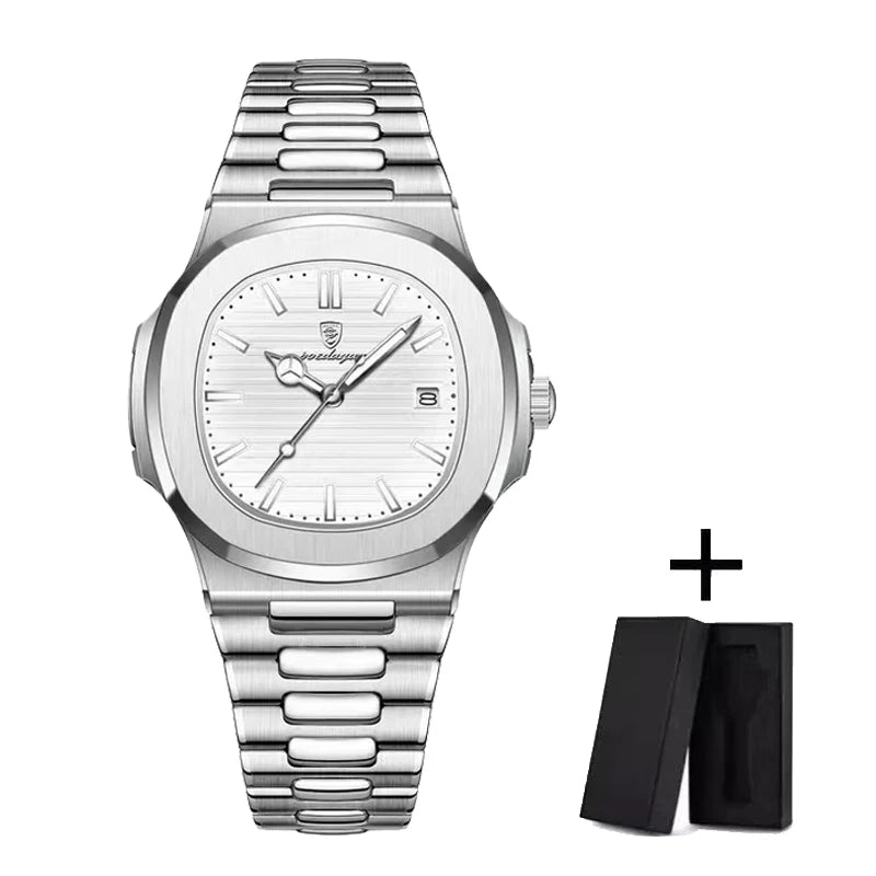 Watch Water proof Male Stainless Steel Square Quartz