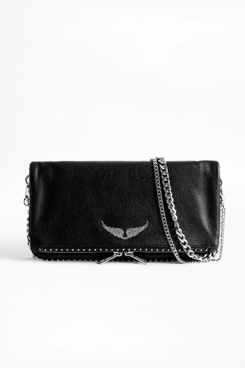 Black Clutch Zadigent Bags For Women Shoulder Bag Party Wing Decoration Two Chain Sacs A Main Femme