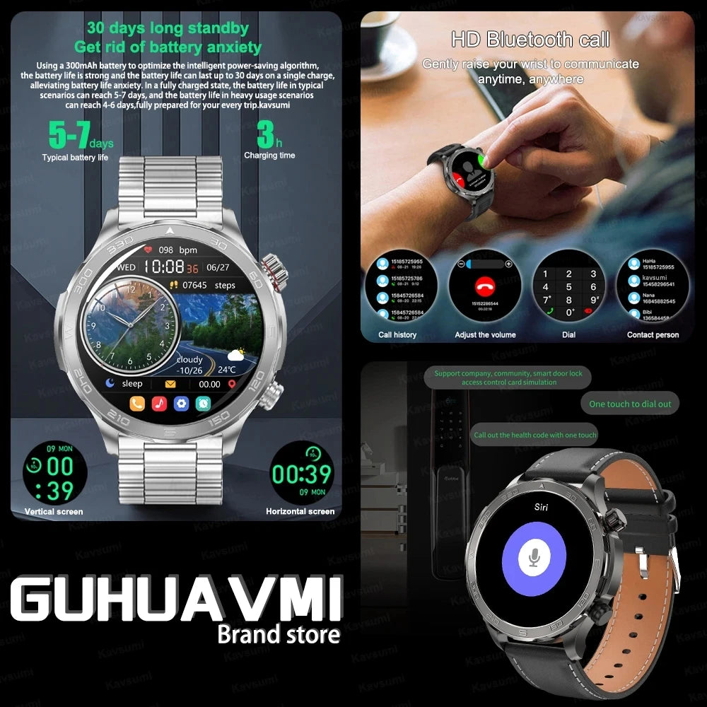 Smart Watch Men 1.53 AMOLED Screen Heart Rate Monitor NFC Bluetooth Call IP68 Waterproof Smartwatch