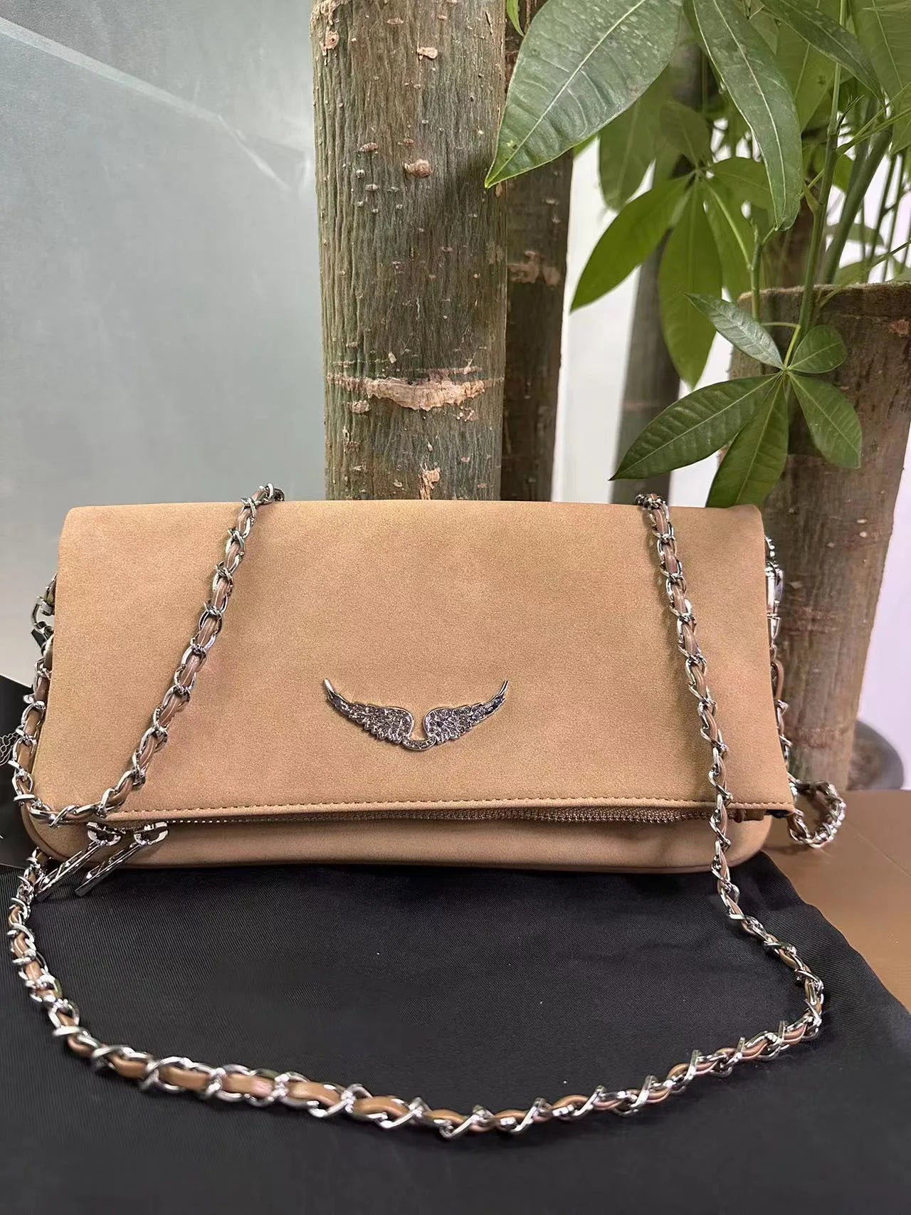 Black Clutch Zadigent Bags For Women Shoulder Bag Party Wing Decoration Two Chain Sacs A Main Femme